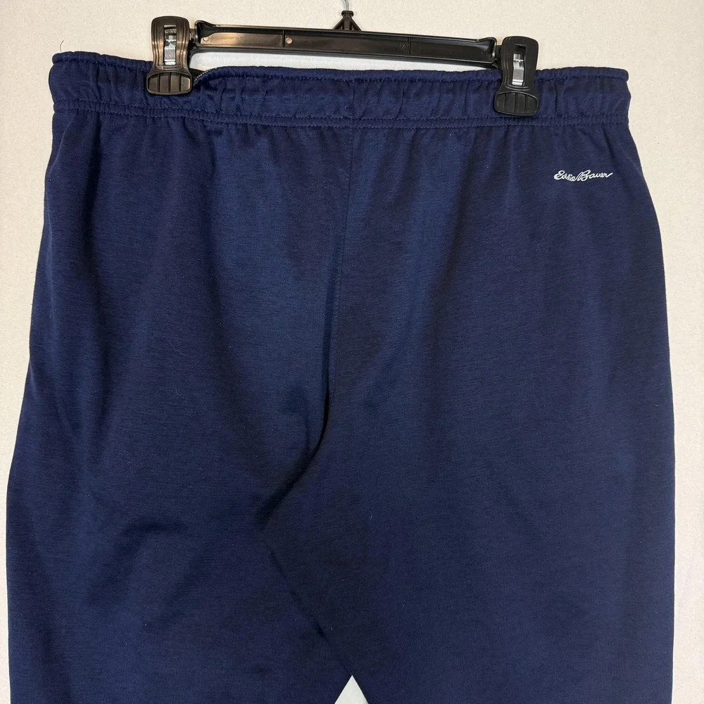 Eddie Bauer Pants Mens Large Blue Fleece Joggers Zip Pocket Athletic Stretch